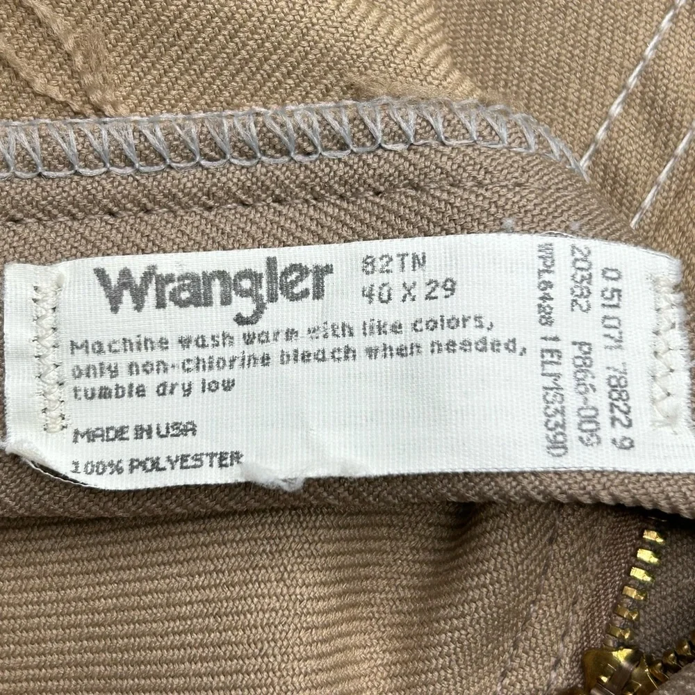 Wrangler Vintage 90's Tan Polyester Pants Size 39x29 (Tag 40x29) USA Made‎ 82TN